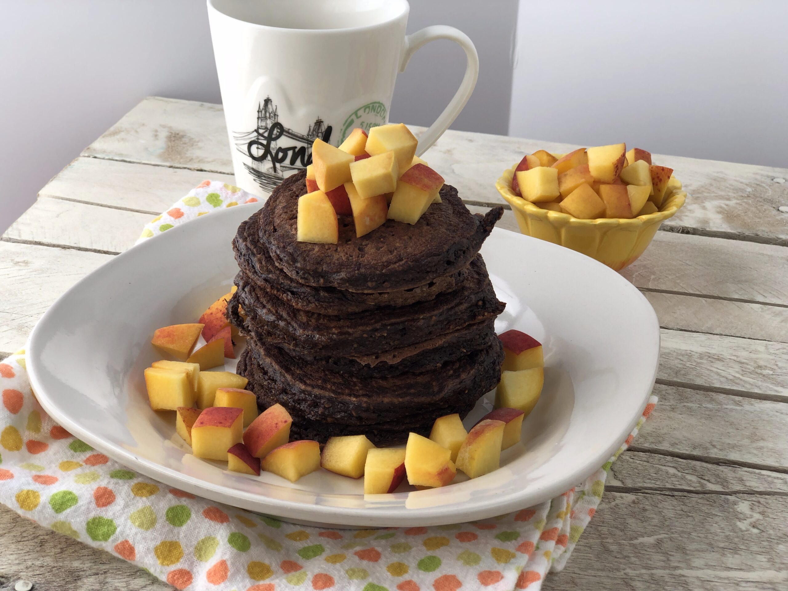 Chocolate Oat Protein Pancakes